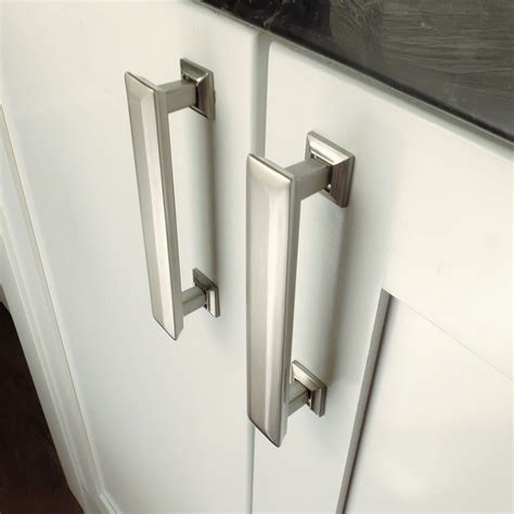 Modena 1-14-in Brushed Nickel Square Contemporary Cabinet Knob. . Brushed nickel kitchen cabinet hardware